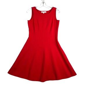 Women's Loft Sleeveless Dress w/Tulip Skirt, Red Knit, Side Zipper, Size 0